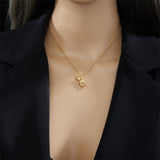 Three-dimensional Bear Necklace Titanium Dteel Chain Versatile Pendant Necklace