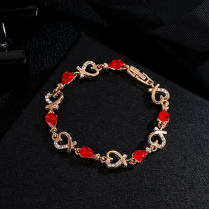 Hollow Love Bracelet With Rhinestones Fashion Temperament Heart-shaped Bracelet For Valentine's Day