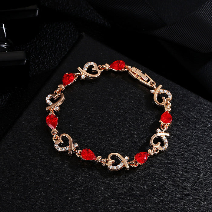 Hollow Love Bracelet With Rhinestones Fashion Temperament Heart-shaped Bracelet For Valentine's Day