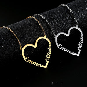 Fashion Custom Stainless Steel Name Heart Necklace for Women Personalized Letter Gold Choker Necklace