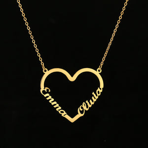 Fashion Custom Stainless Steel Name Heart Necklace for Women Personalized Letter Gold Choker Necklace