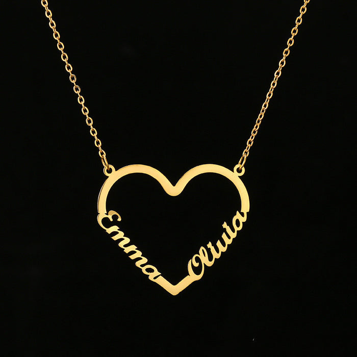 Fashion Custom Stainless Steel Name Heart Necklace for Women Personalized Letter Gold Choker Necklace