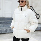 Windproof Down Cotton Coat Warm Thickened Jacket Solid Outwear All-match Loose Tops Clothing