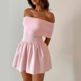 Beach Holiday Sexy Dress Knitted Hollow-out Off Collar