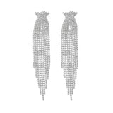 Luxury Sparkling Full Rhinestone Long Fringe Earrings