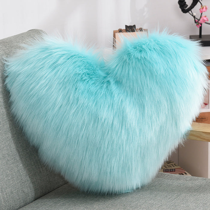 Throw Pillows Heart Shape Long Plush Fluffy Shaggy Cushion Cover Sofa Cushions Decorative Pillow