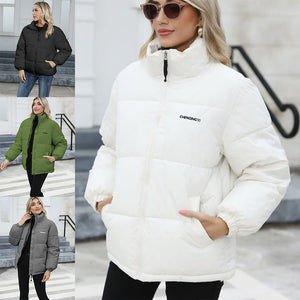 Windproof Down Cotton Coat Warm Thickened Jacket Solid Outwear All-match Loose Tops Clothing