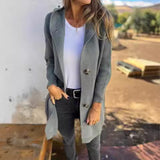 Mid-length Sweater Cardigan Gray