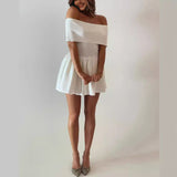 Beach Holiday Sexy Dress Knitted Hollow-out Off Collar