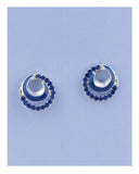Overlap circle earrings w/rhinestone