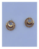 Overlap circle earrings w/rhinestone