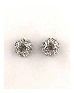 Round rhinestone cluster post earrings