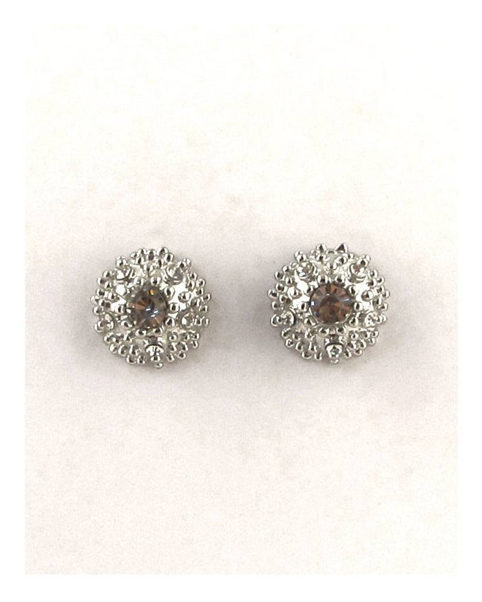 Round rhinestone cluster post earrings