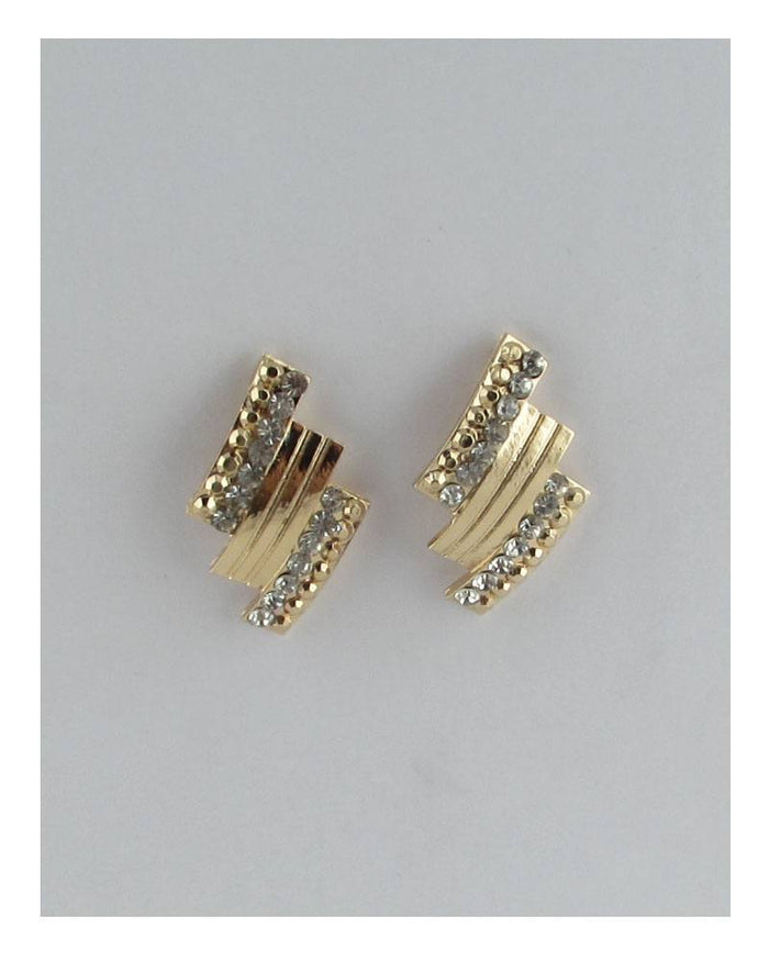 Rectangular rhinestone stud earrings