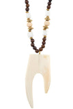 Wooded bead pendant long necklace