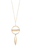 Elongated ring bead drop metal pendant necklace set