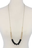 Wood geometric shape bead necklace