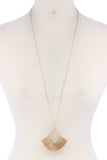 Double Moroccan Shape Fan Tassel Pendant Necklace
