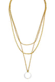 3 Layer Pearl Stone Pendant Necklace