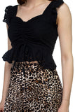 Embroidered Ruffle Cropped Top