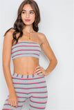 Multi Stripe Ribbed Crop Tube Top & Ankle Legging Set