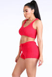 Textured Knitted Tank Top Short Set