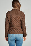 Quilted Padding Jacket With Suede Piping Details
