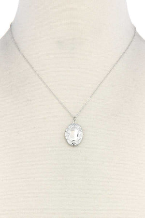 Filigree Oval Shape Locket Metal Necklace