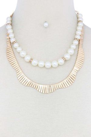 Pearl Metal Layered Necklace