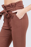 High Waisted Belted Pegged Stretch Pant