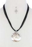 Oak Tree Pendant Pu Leather Necklace