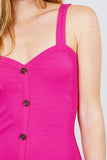 Heart Neck W/button Down Heavy Rib Rayon Spandex Mini Knit Dress