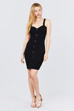 Heart Neck W/button Down Heavy Rib Rayon Spandex Mini Knit Dress