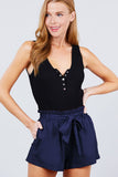 Paper Bag W/bow Tie Short Linen Pants