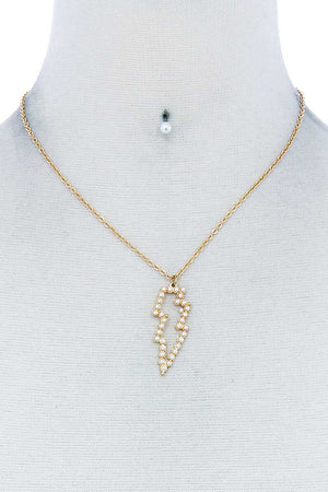 Fashion Stylish Hollow Lightning Pendant Necklace And Earring Set