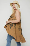 Floral Sublimation Print  Sleeveless Cardigan