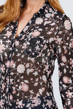 Long Sleeve V-neck W/button Down Print Mesh Knit Shirts