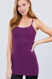 Basic Adjustable Spaghetti Strap Tunic Cami W/ Shelf Bra