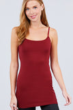 Basic Adjustable Spaghetti Strap Tunic Cami W/ Shelf Bra