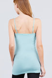 Basic Adjustable Spaghetti Strap Tunic Cami W/ Shelf Bra