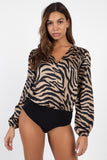 Animal Print Wrap Bodysuit