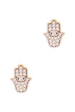 Trendy Hamsa Hand Rhinestone Stud Earring