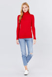 Long Sleeve With Metal Button Detail Turtle Neck Viscose Sweater