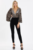 Leopard Print  V-neck Jumpsuits