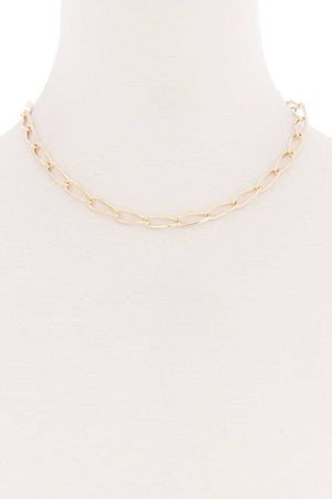 Oval Chain Single Metal Necklace