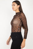 Long Sleeve Geometric Bodysuit