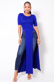 Elbow Sleeve Maxi Tank Top With Side Slits