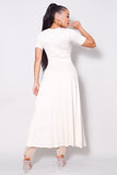 Elbow Sleeve Maxi Tank Top With Side Slits