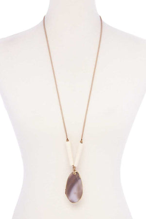 Natural Stone Pendant Suede Necklace