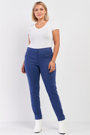 Plus Medium Blue Mid-rise Denim Legging Slim Fit Pants